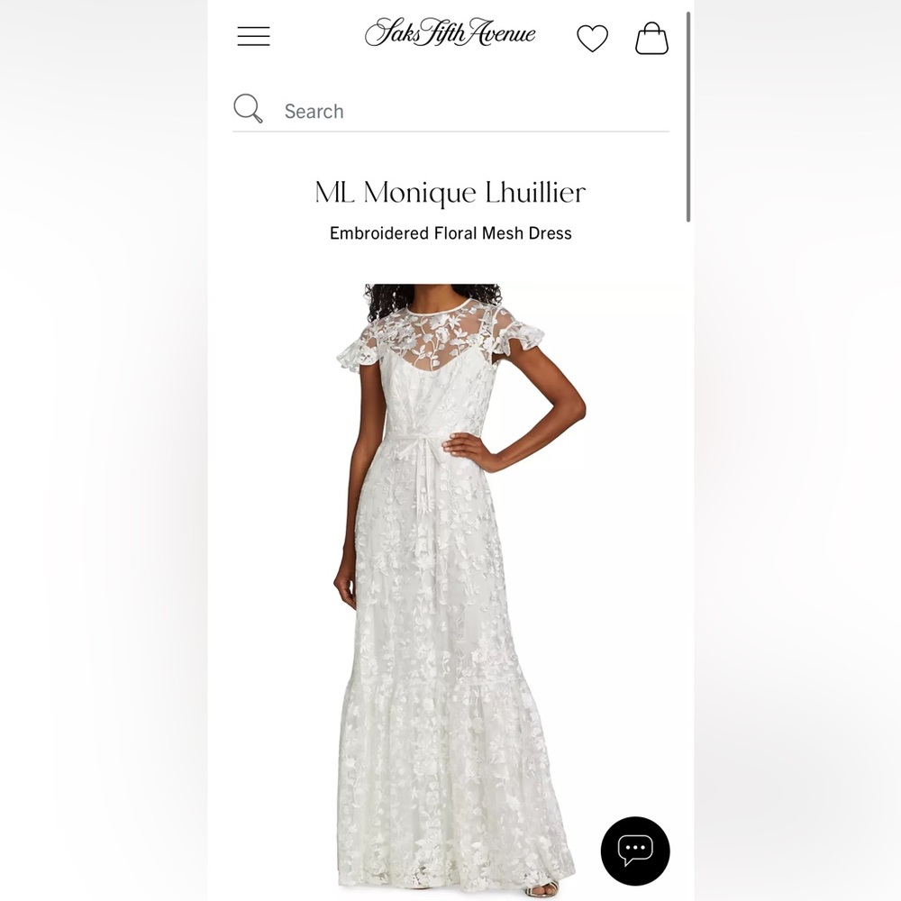 NWT ML Monique Lhuiller Floral Embroidered Gown - Size 14